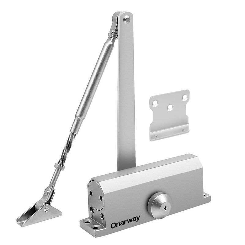 Onarway Automatic Door Closer Size-3: Hydraulic Slam-Free Soft Close, Adjustable Closing Speed, Quiet & Safe for Residential Home, Light Commercial & Office (95â€“128 lbs), Silver, Easy Install - Image 4